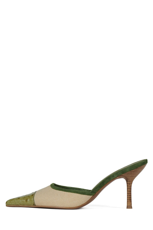 Jeffrey Campbell PARSE - Beige Canvas Green Ostrich