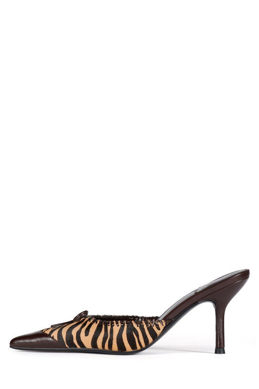 Jeffrey Campbell CLARA-B-F Heeled Mule - Brown Zebra Combo
