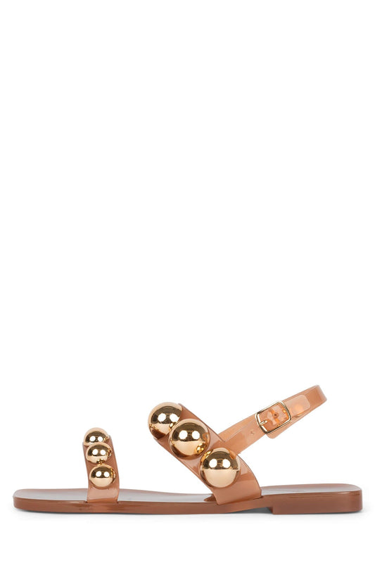 Jeffrey Campbell GUM-DROP Flat Sandals - Caramel Gold